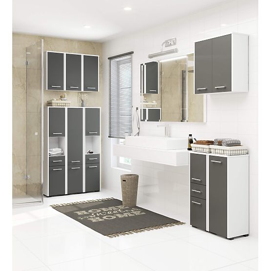 STANDING BATHROOM CABINET FIN S30 1D WHITE / GRAY