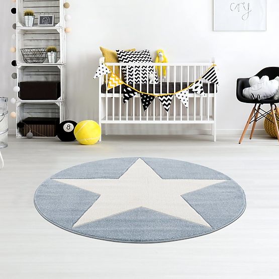 STAR Children's Rug - Blue/White