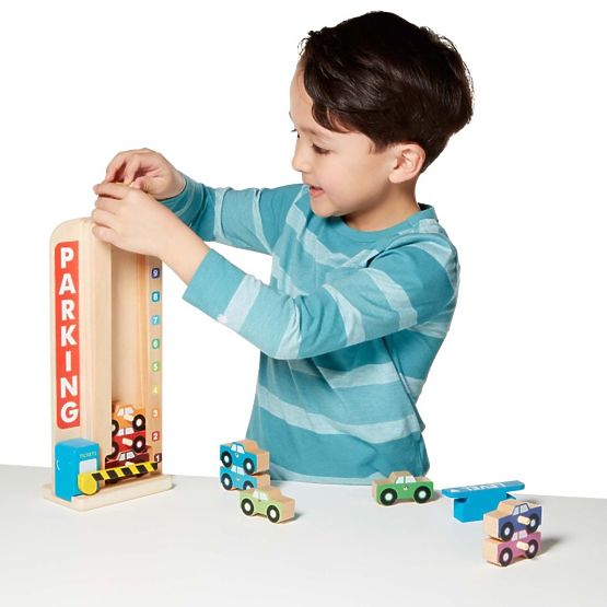 Stackable parking garage with toy cars