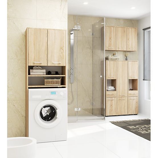 TALL BATHROOM CABINET FIN 2 DOORS OAK SONOMA
