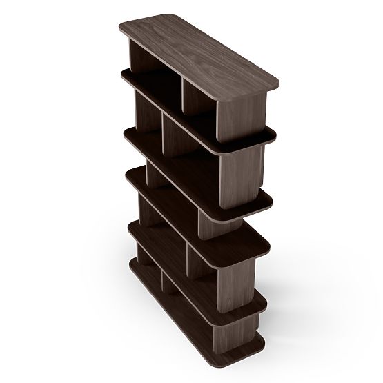 Tall, Rounded Tulumo Shelf, Walnut Villa
