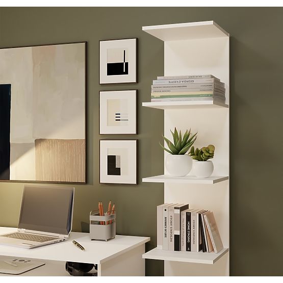 TALL WHITE SHELF 6P 180 cm 6 Shelves for Books and Documents for Office and Living Room