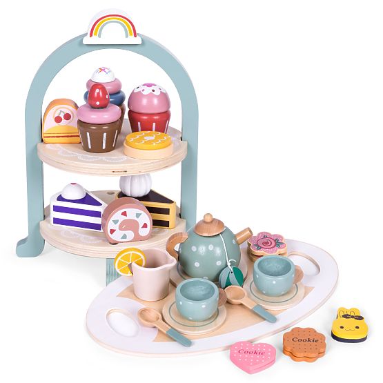 Tea and Coffee Set with Sweets Cups Teapot Tray ECOTOYS