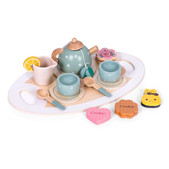 Tea and Coffee Set with Sweets Cups Teapot Tray ECOTOYS