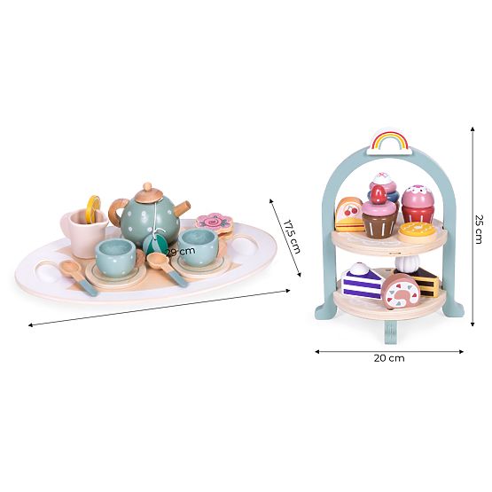 Tea and Coffee Set with Sweets Cups Teapot Tray ECOTOYS