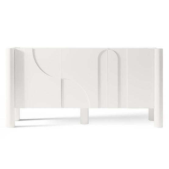 Three-Door Sideboard Lunaria with Carved Front, White