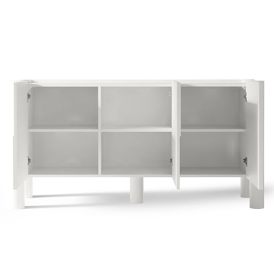 Three-Door Sideboard Lunaria with Carved Front, White