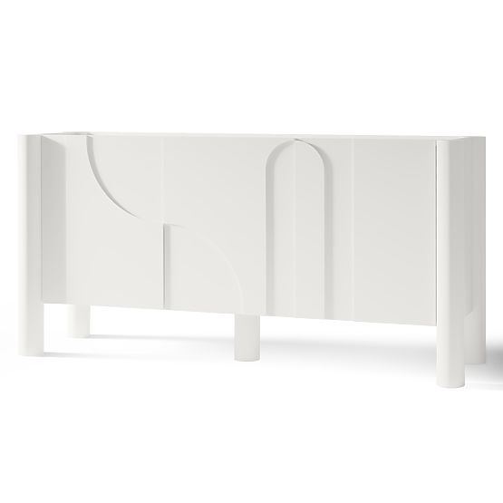 Three-Door Sideboard Lunaria with Carved Front, White