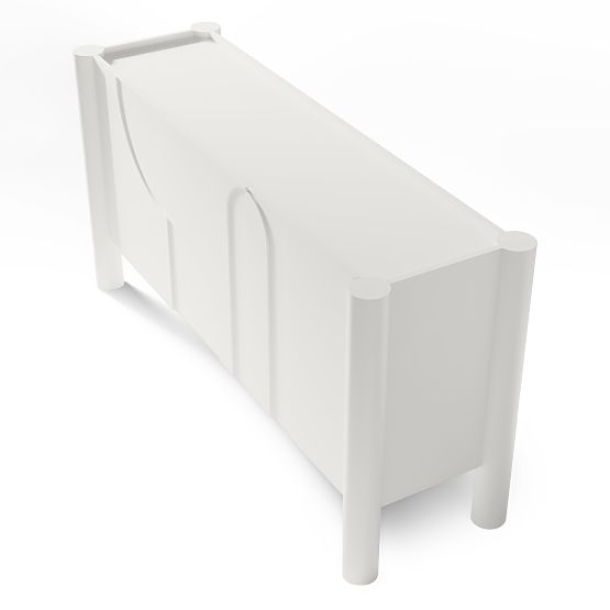 Three-Door Sideboard Lunaria with Carved Front, White