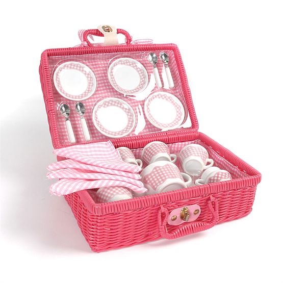 Tidlo Picnic Tableware in Pink Basket