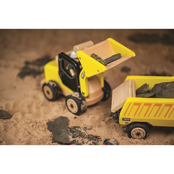 Tidlo Wooden Excavator Yellow