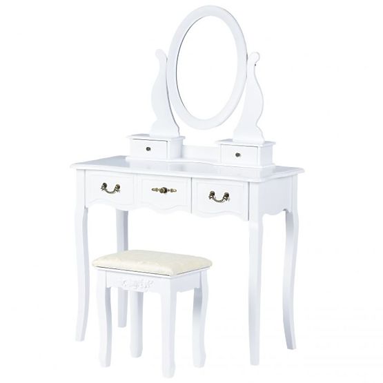 Alva beauty table with mirror and stool