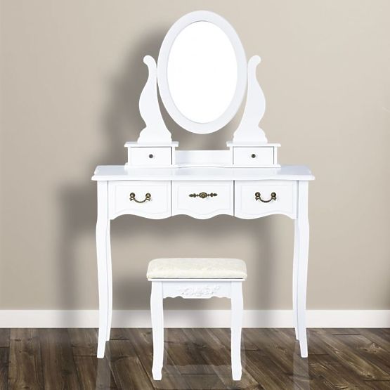 Alva beauty table with mirror and stool