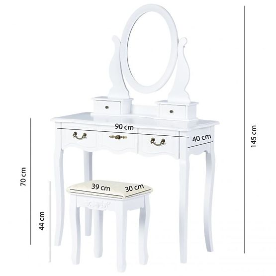 Alva beauty table with mirror and stool