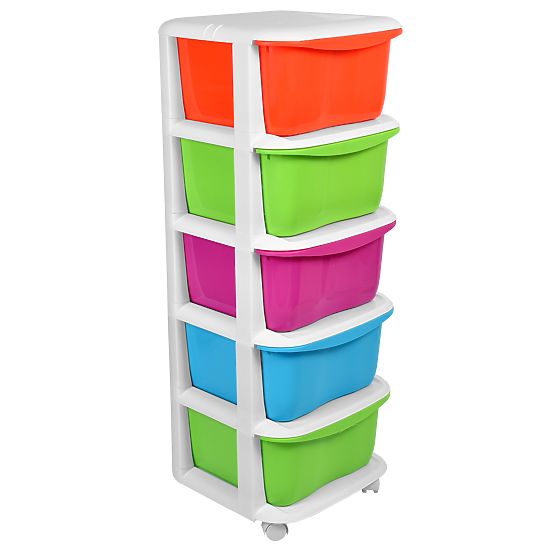 Toy Container with 5 Drawers on Wheels