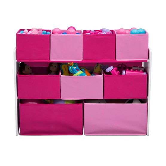 Toy organizer pink and white