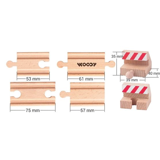 Track Sections and Stops - 6 pcs