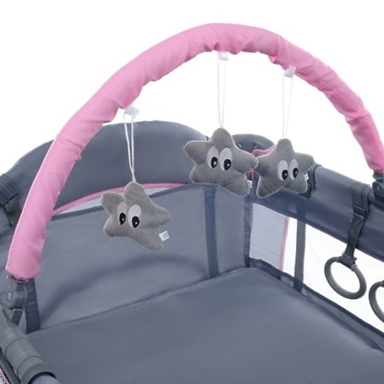 Travel cot Comfort Plus - gray-pink