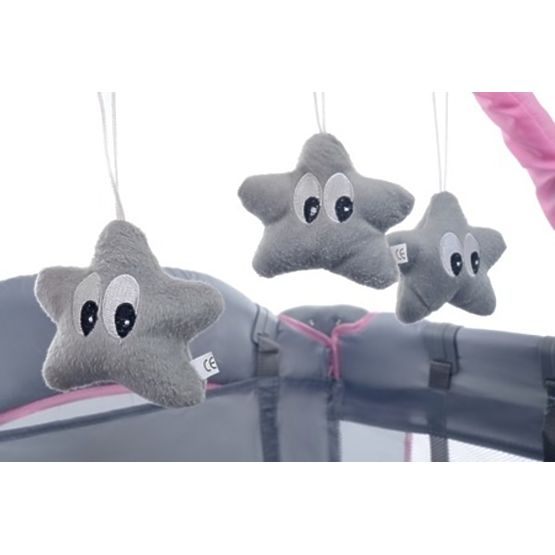 Travel cot Comfort Plus - gray-pink