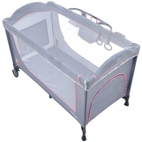 Travel cot Comfort Plus - gray-pink