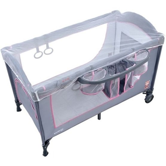 Travel cot Comfort Plus - gray-pink