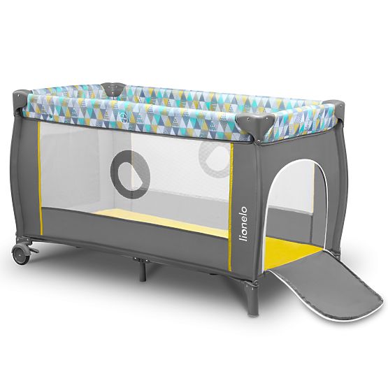 Travel cot Sven Plus - grey-yellow