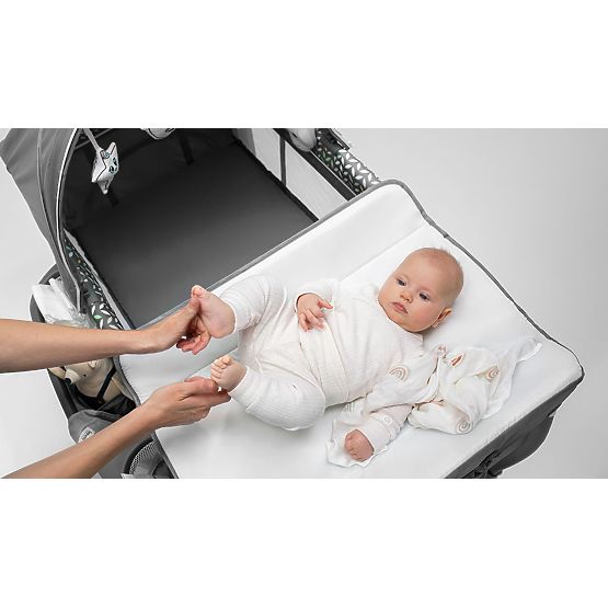 Travel cot Sven Plus - grey-yellow