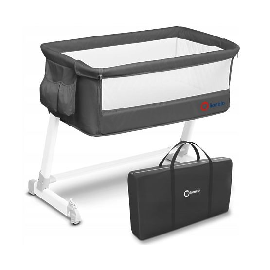 Travel cot for parents' bed Theo - dark grey