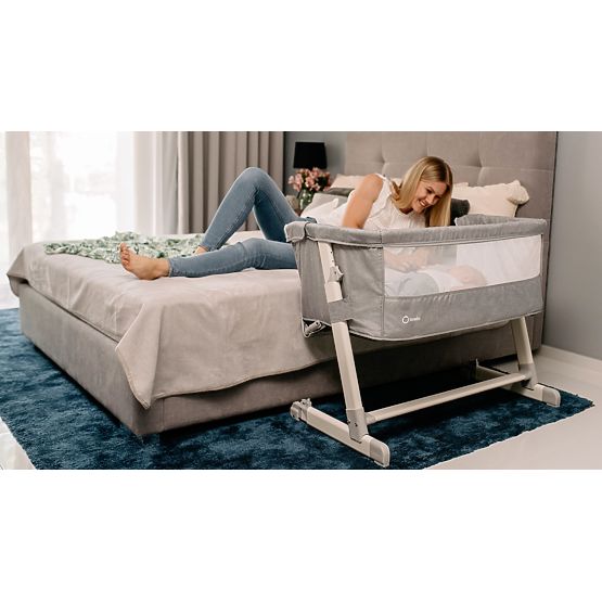 Travel cot for parents' bed Theo - dark grey