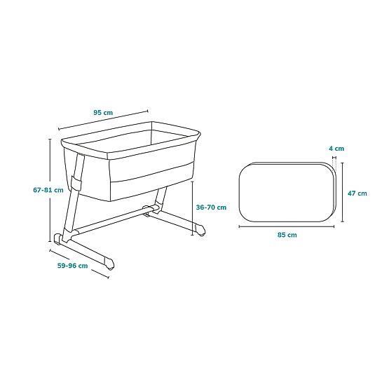Travel cot for parents' bed Theo - dark grey
