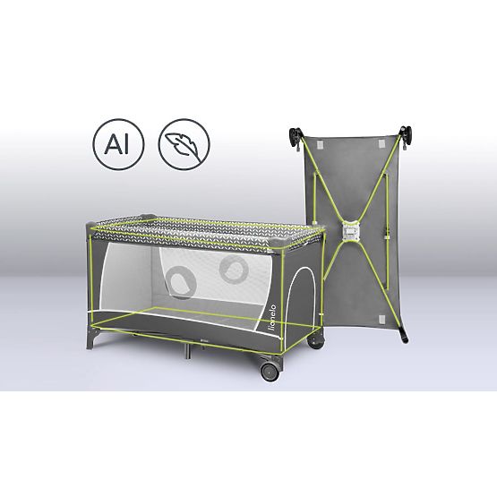 Travel cot with changing table - gray