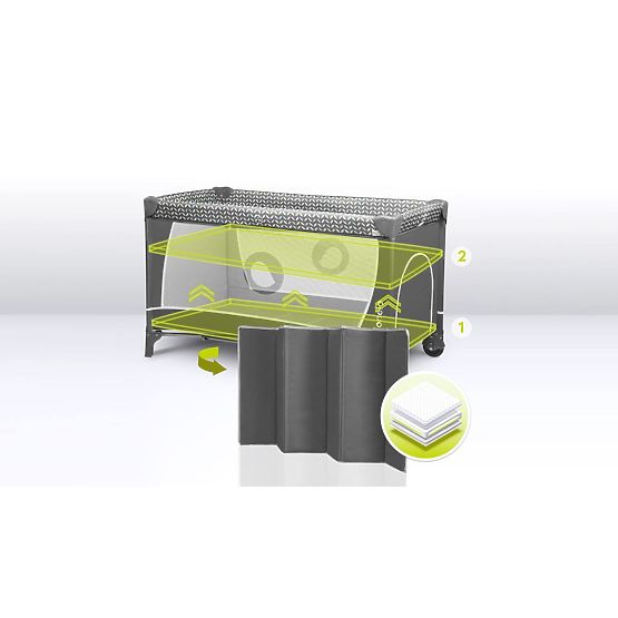 Travel cot with changing table - gray
