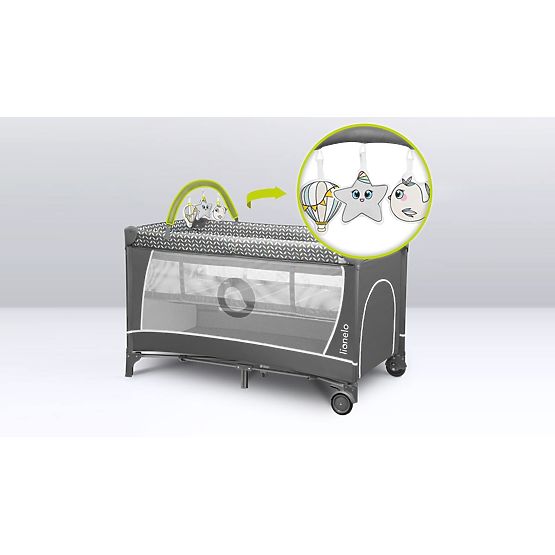 Travel cot with changing table - gray