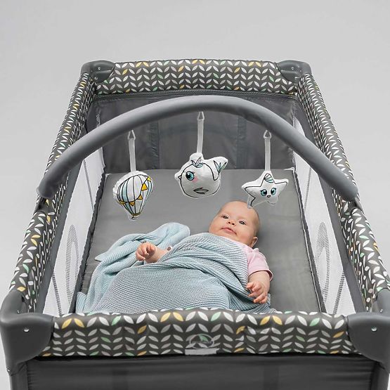 Travel cot with changing table - gray