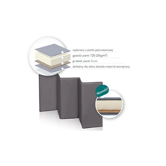 Travel cot with changing table - gray