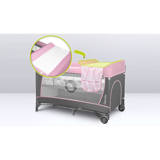 Travel cot with changing table - pink