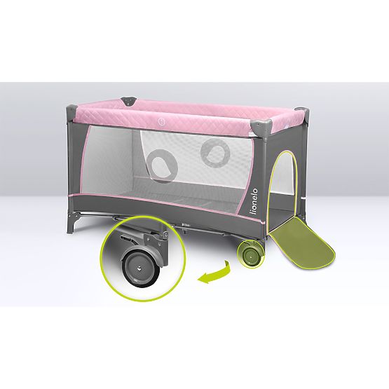 Travel cot with changing table - pink