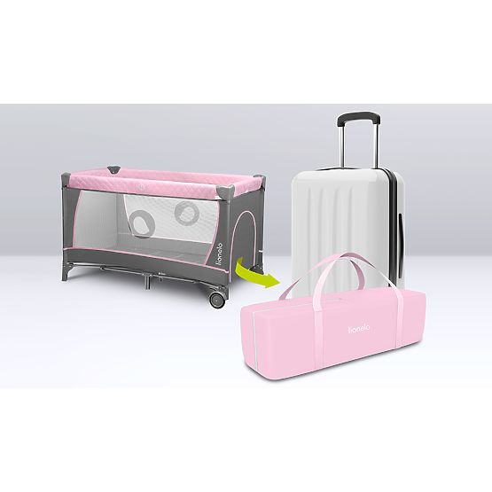 Travel cot with changing table - pink