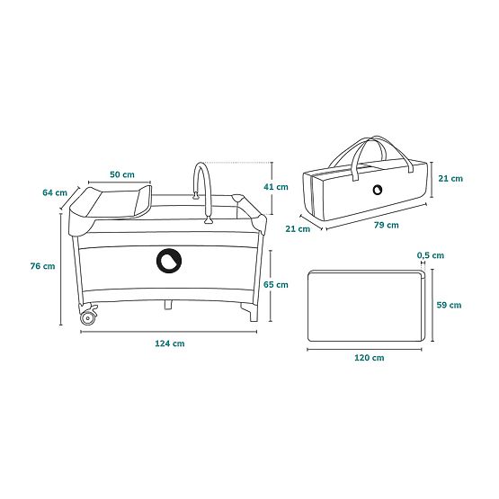 Travel cot with changing table - pink