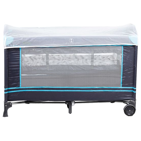 Mosquito travel cot with mattress - dark blue