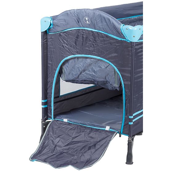 Mosquito travel cot with mattress - dark blue