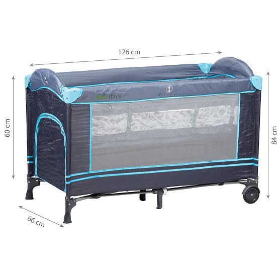 Mosquito travel cot with mattress - dark blue
