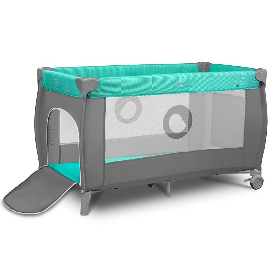 Travel cot Sven Plus - turquoise-grey