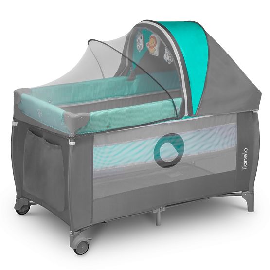 Travel cot Sven Plus - turquoise-grey