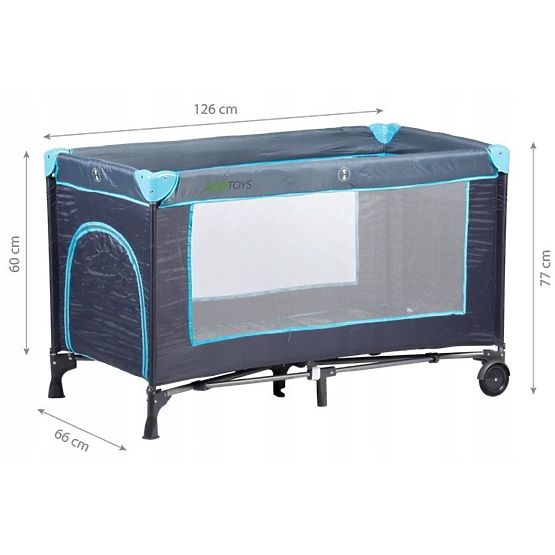 Travel cot with mattress - navy blue