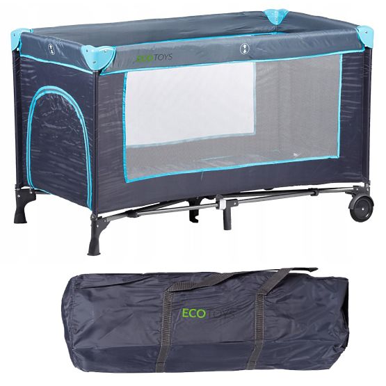 Travel cot with mattress - navy blue