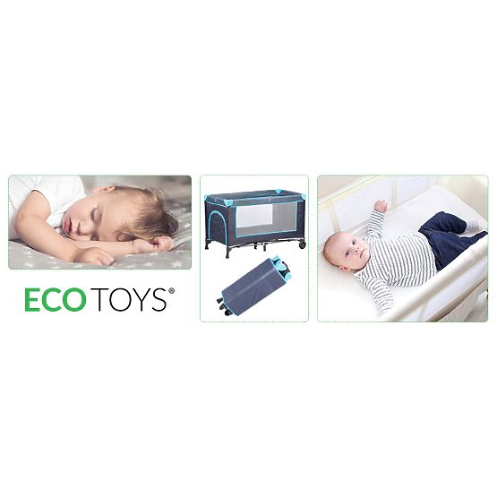 Travel cot with mattress - navy blue