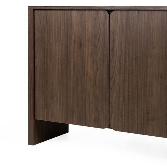 Two-Door Moku Sideboard Walnut Villa, Rounded Front Surfaces