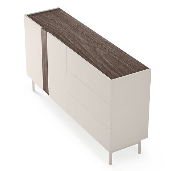 Two-Door Sideboard with Drawers Berula, Cashmere, Walnut Villa