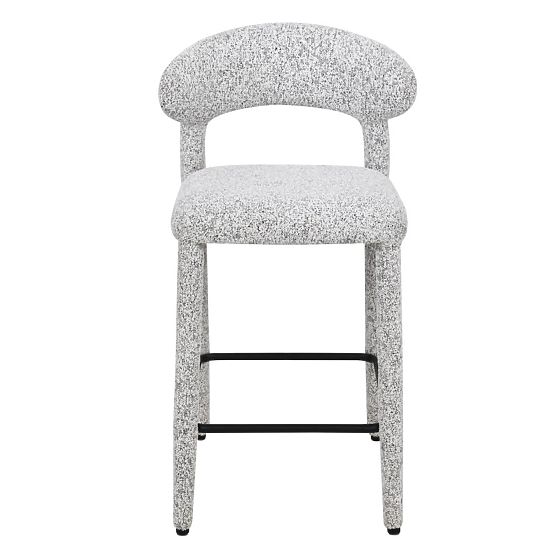 Upholstered Bar Stool Hiroki, Beige-Grey Melange